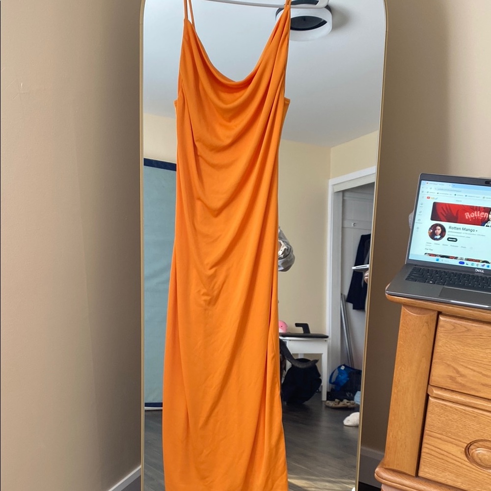 Orange Zara midi dress